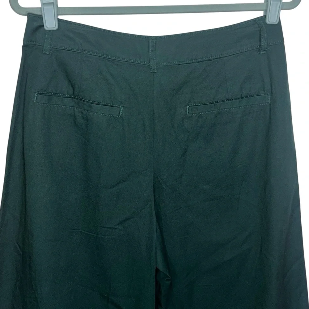 Loft Cotton Poplin Trousers Ultra Wide Leg Pleated Alpine Green Women’s Size 6